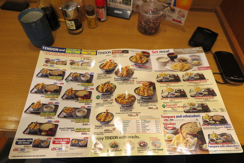 el menu de tenya tempura